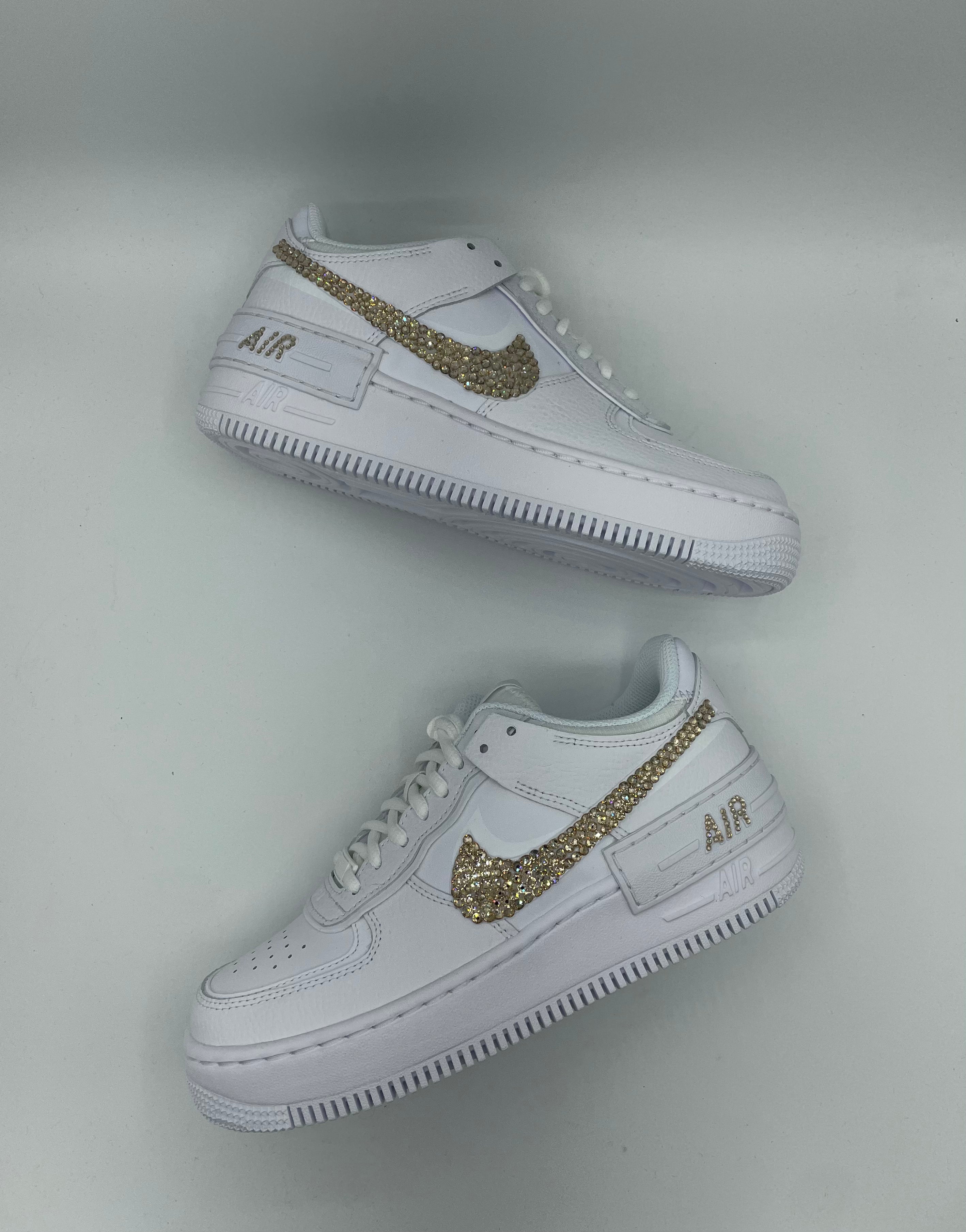 Custom Nike AIR Force Shadow Sneaker Golden Swarovski