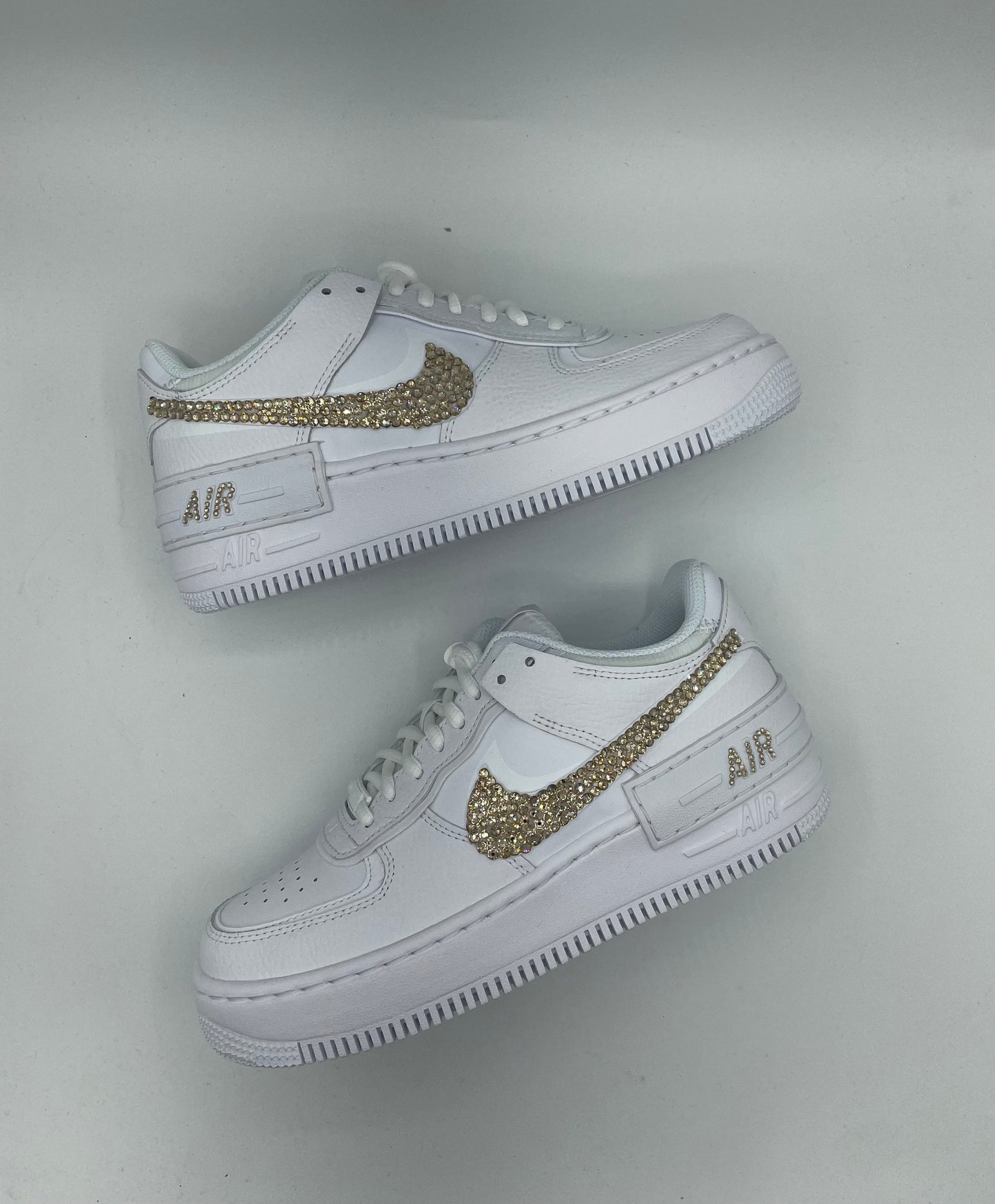 Sneaker Nike AIR Force Shadow 1 personnalisée - Strass Swarovski dorés