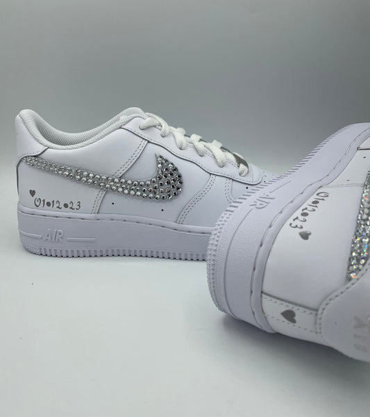 Custom Nike AIR Force 1 Sneaker - Swarovski Rhinestones WEDDING EDITION