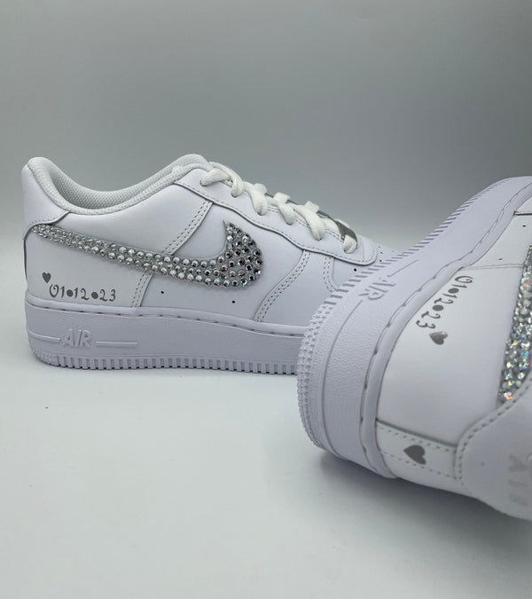 Custom Nike AIR Force 1 Sneaker - Swarovski Strasssteine WEDDING EDITION